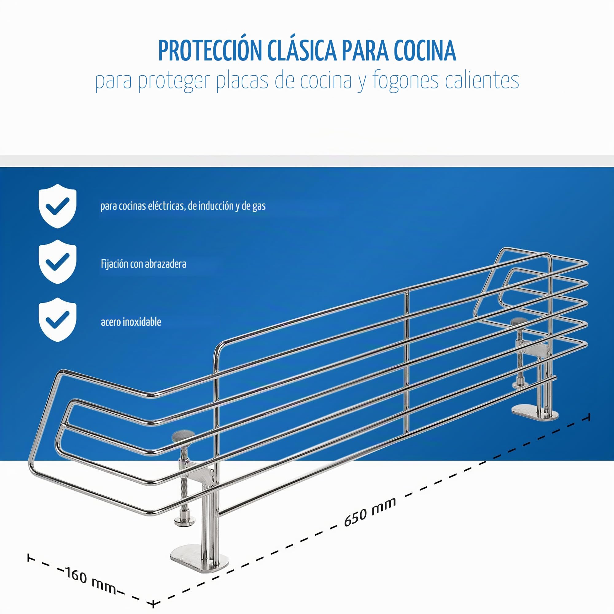 Reer Rejilla de protección para cocina Classic, protección infantil para la cocina, seguridad infantil, para sujetar, color plateado