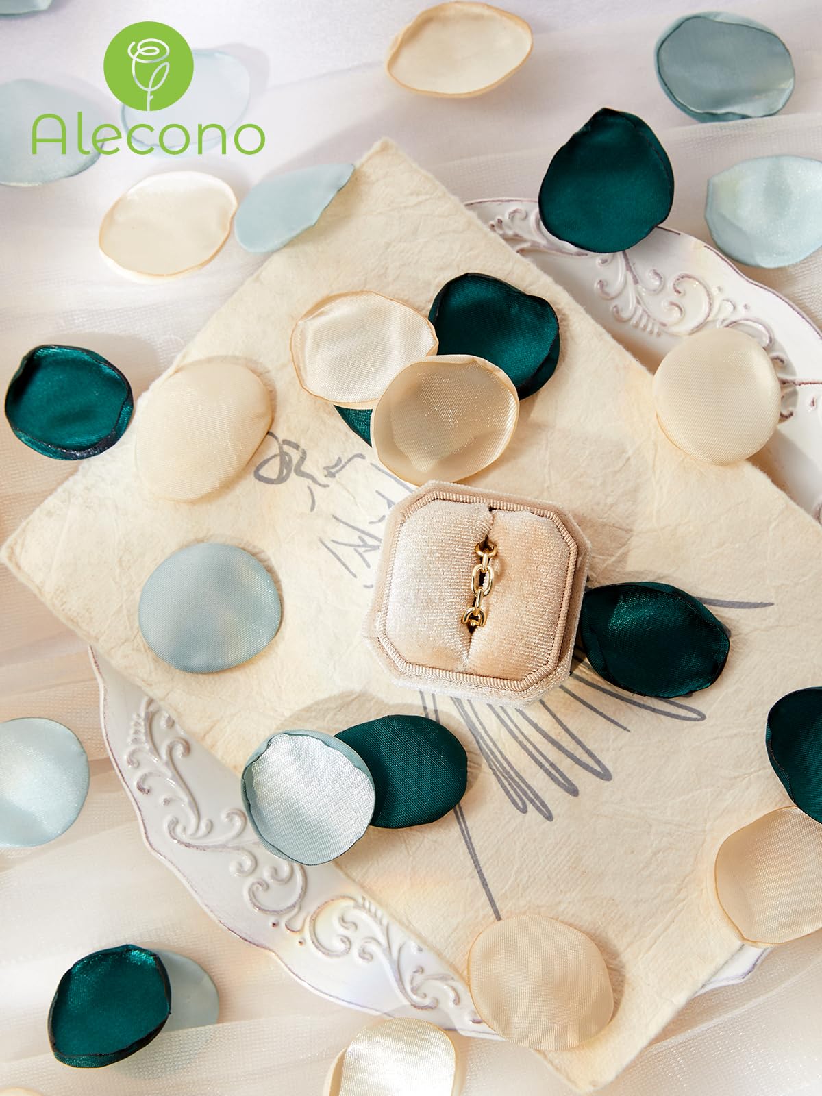 Alecono Seiden-Rosenblätter, grüne künstliche Rosenblätter für Hochzeit, künstliche Blütenblätter für Bad, Party, Abendessen, Tischdekoration