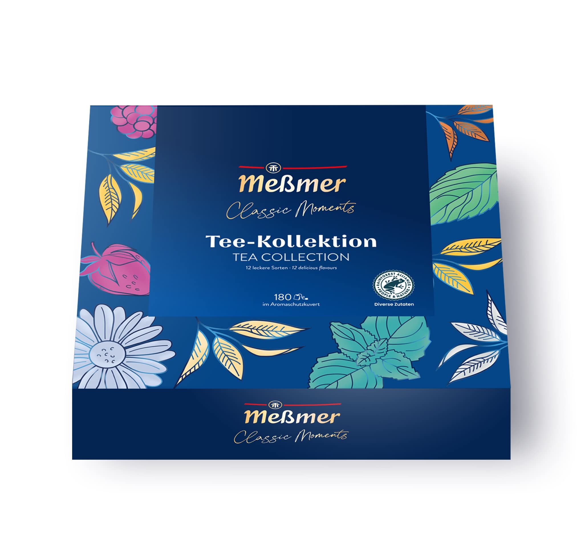 Meßmer Collection Box | 12 der beliebtesten Meßmer Teesorten in 180 Teebeuteln | Jetzt mit hochwertiger Banderole | das perfekte Tee Geschenk | Kräutertee, Schwarzer Tee, Grüner Tee, Früchtetee