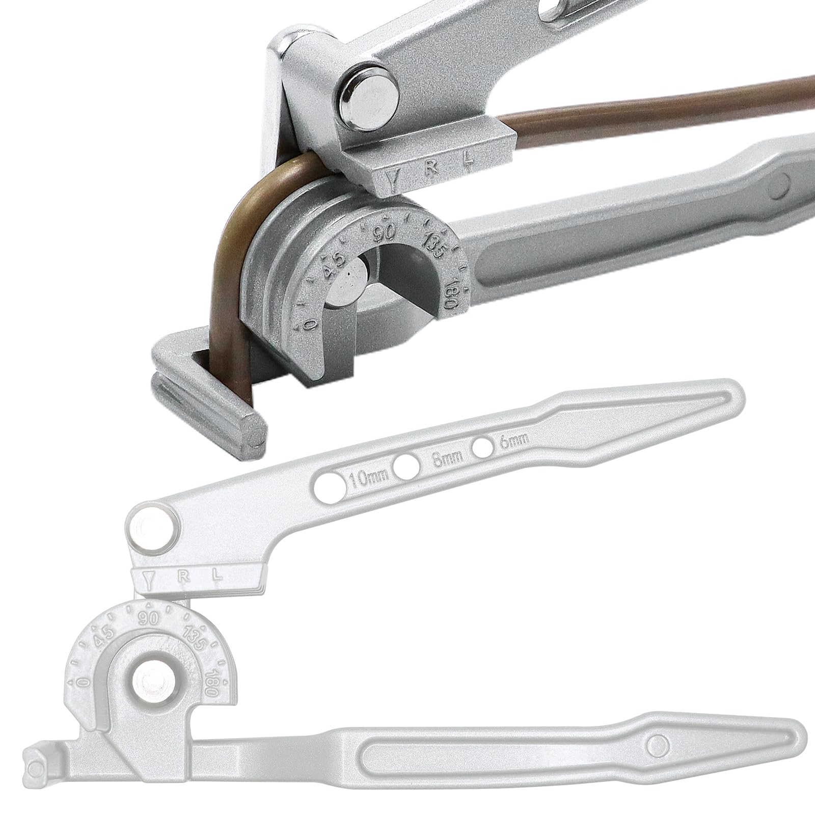 CCLIFE Piegatubi Rame 3 in 1, Curvatubi per Rame 6 8 10 mm, Angolo di Piegatura 180° Alluminio e Ottone
