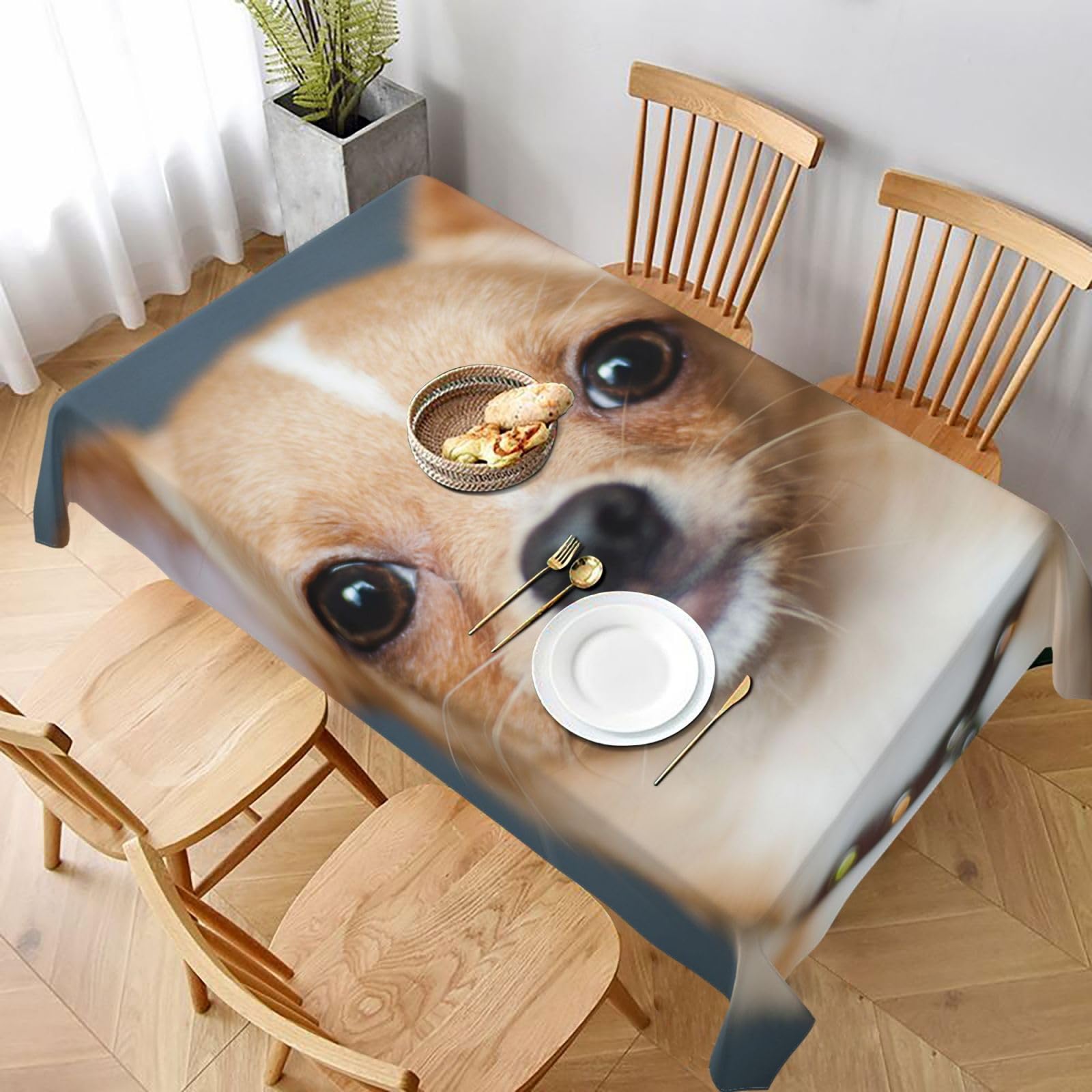 BNVSADC cute chihuahua Printed Rectangle Tablecloth 228x152 CM, Water Resistant Polyester Table Cloth Decorative Fabric Table Covers for Kitchen Dining Table Parties Camping