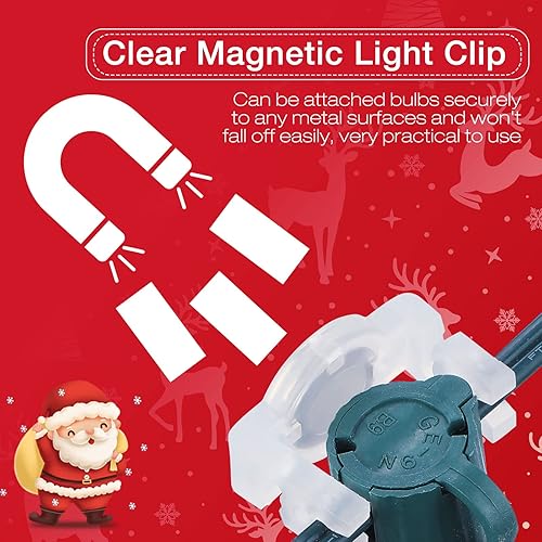 Miniatura 2 de Macarrie 120 piezas de enchufes magnéticos, clips de luz de Navidad, compatibles con transparente, C9, ganchos magnéticos para colgar a granel para