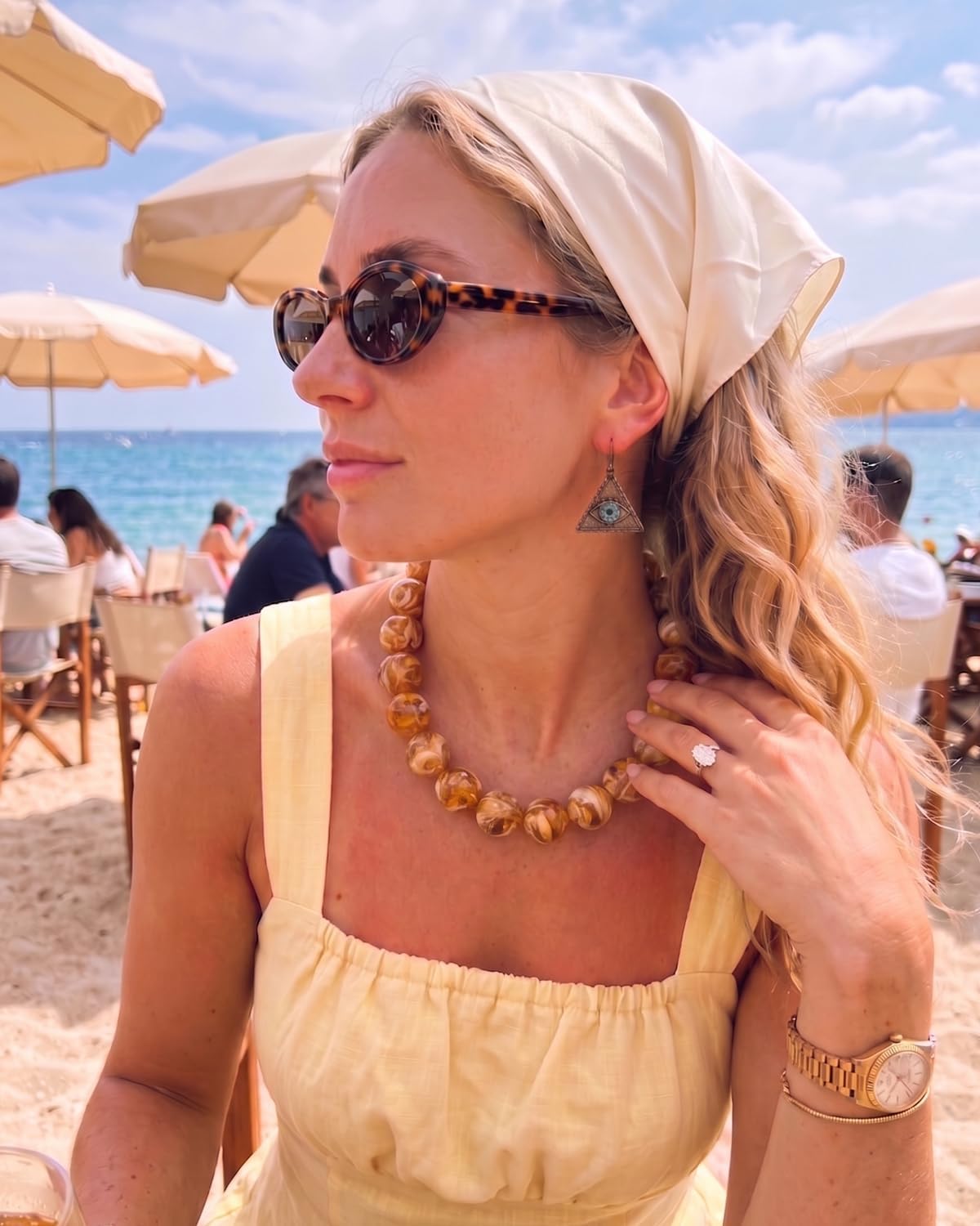 DoDoBeads Chunky Beaded Necklaces for Women, Colorful Statement Choker with Gold Stainless Steel Hardware, Lightweight Summer Vacation Jewelry, Gift Ready