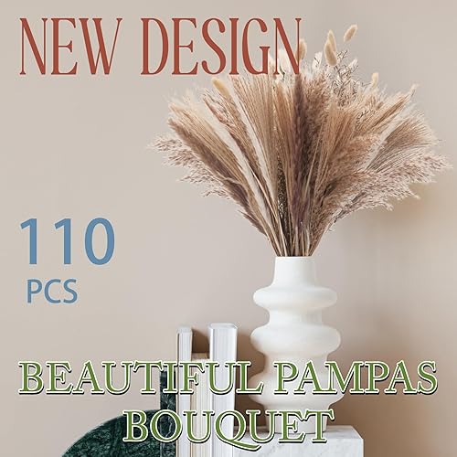 Miniatura 2 de 110 piezas de hierba de las pampas, decoración de otoño para flores secas en el hogar, guirnalda de otoño, pompas florales, decoración de sala de