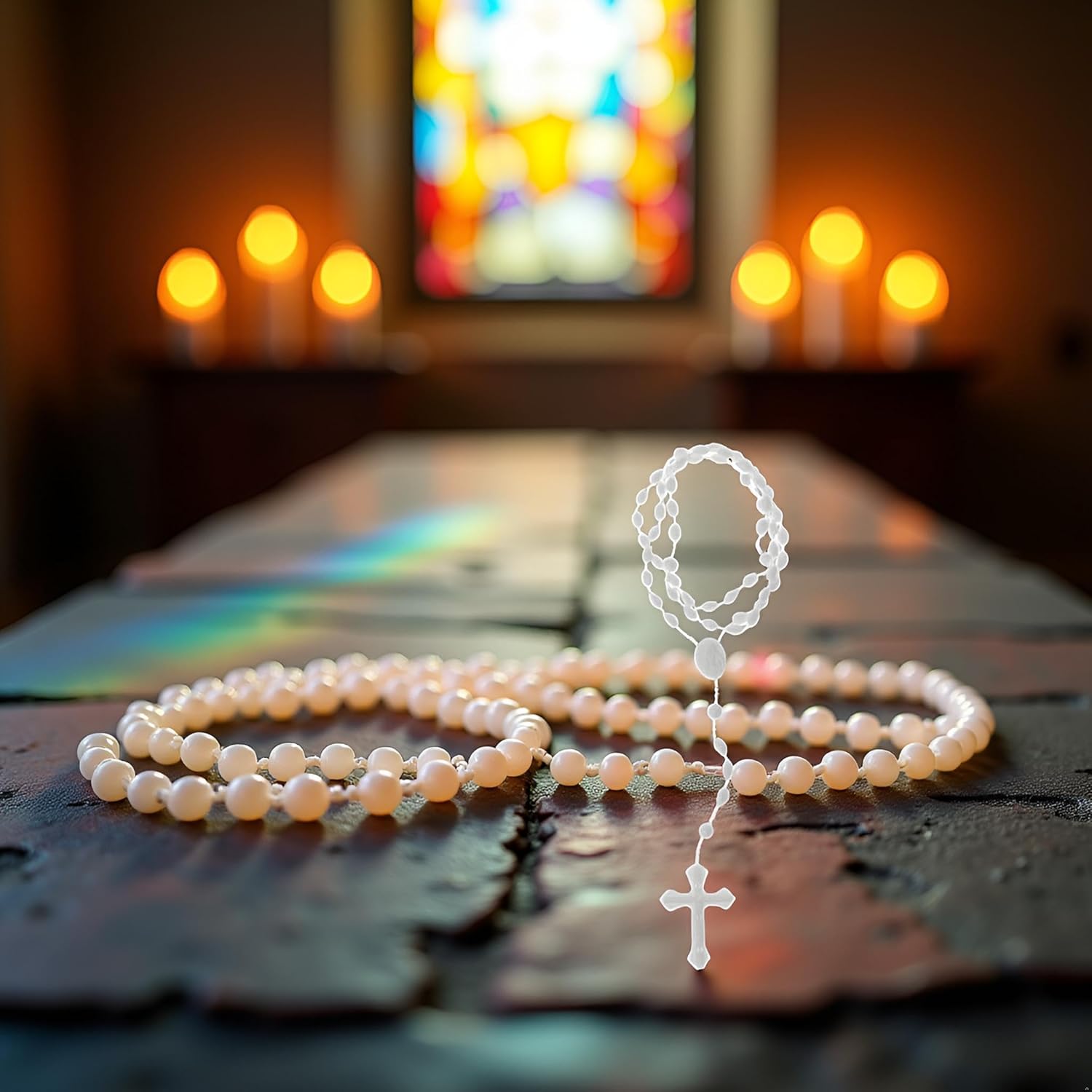 White Plastic Rosary Beads Luminous Necklaces Catholicism Prayer Religious Jewelry, Cross Necklace for Women, Cross Necklace for Men,Women's Chain Necklaces,Jewelry - Image 9