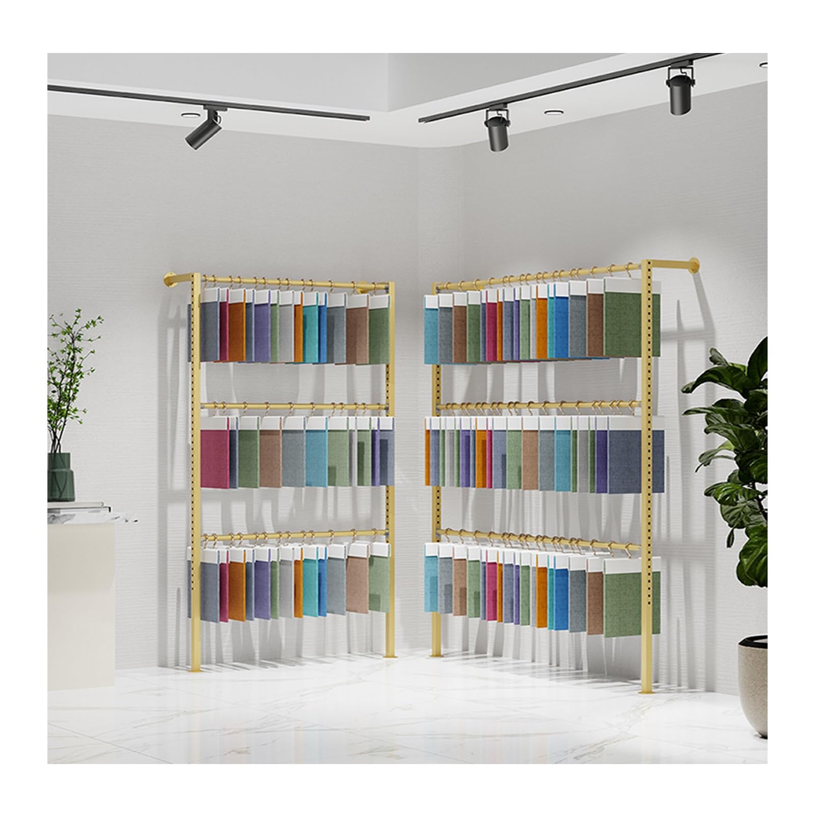 Stoffrollen-Aufbewahrungsregal, Metall-Kleiderbügel, Wandmontage, Präsentationsregal für Einzelhandel, Geschäft, Boutiquen, Einkaufszentrum