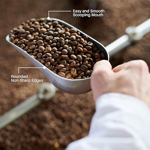 Miniatura 5 de Cuchara utilitaria de aluminio fundido - 38 onzas - Fondo redondo, cuchara para hielo de uso múltiple, con mango con ranura para los dedos (38 onzas)