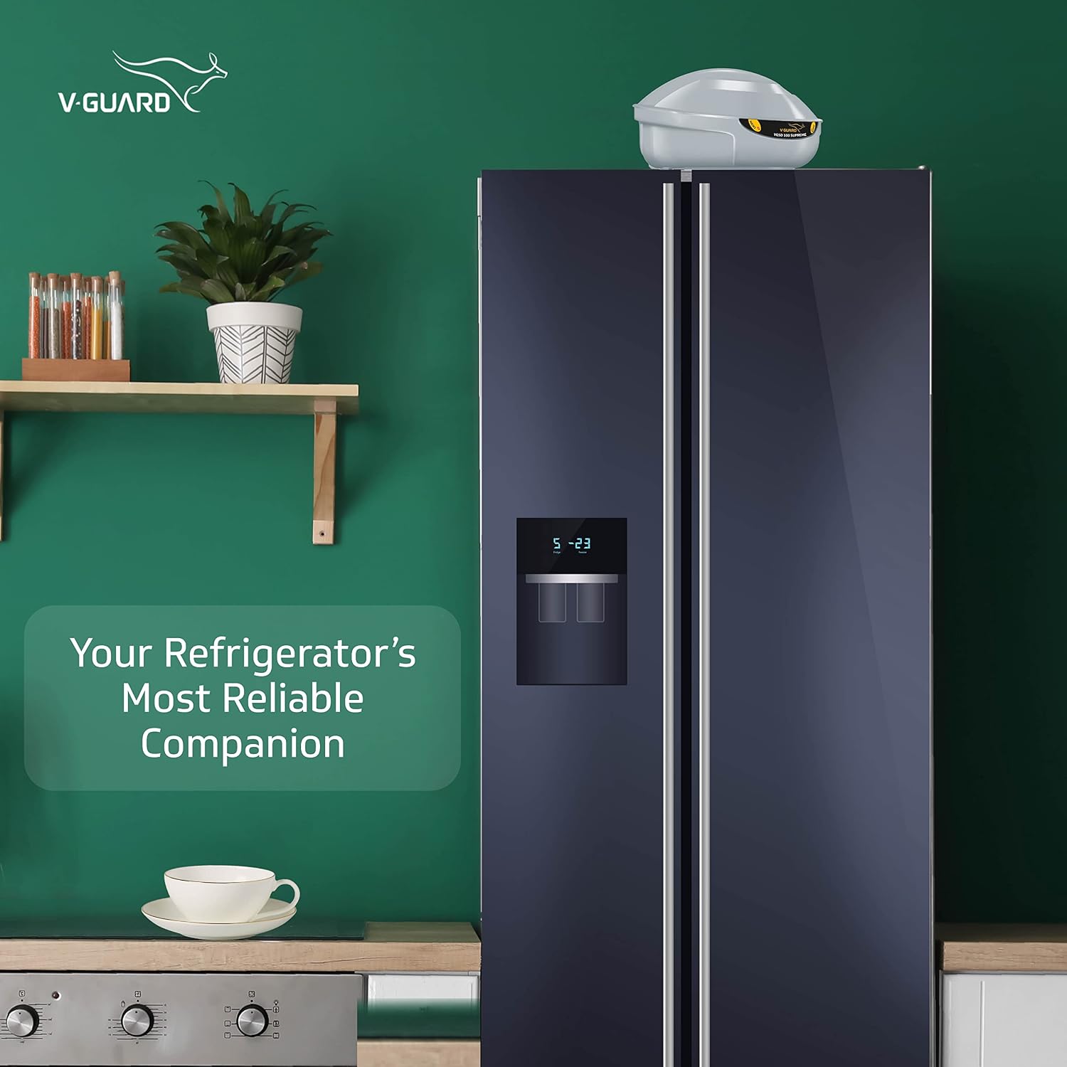 V-Guard VGSD 100 Supreme Refrigerator Stabilizer (For Single or Double Door Refrigerator between 300 to 600 Litre/One Deep Freezer) (Grey) Built-in Thermal Overload Protection - product feature