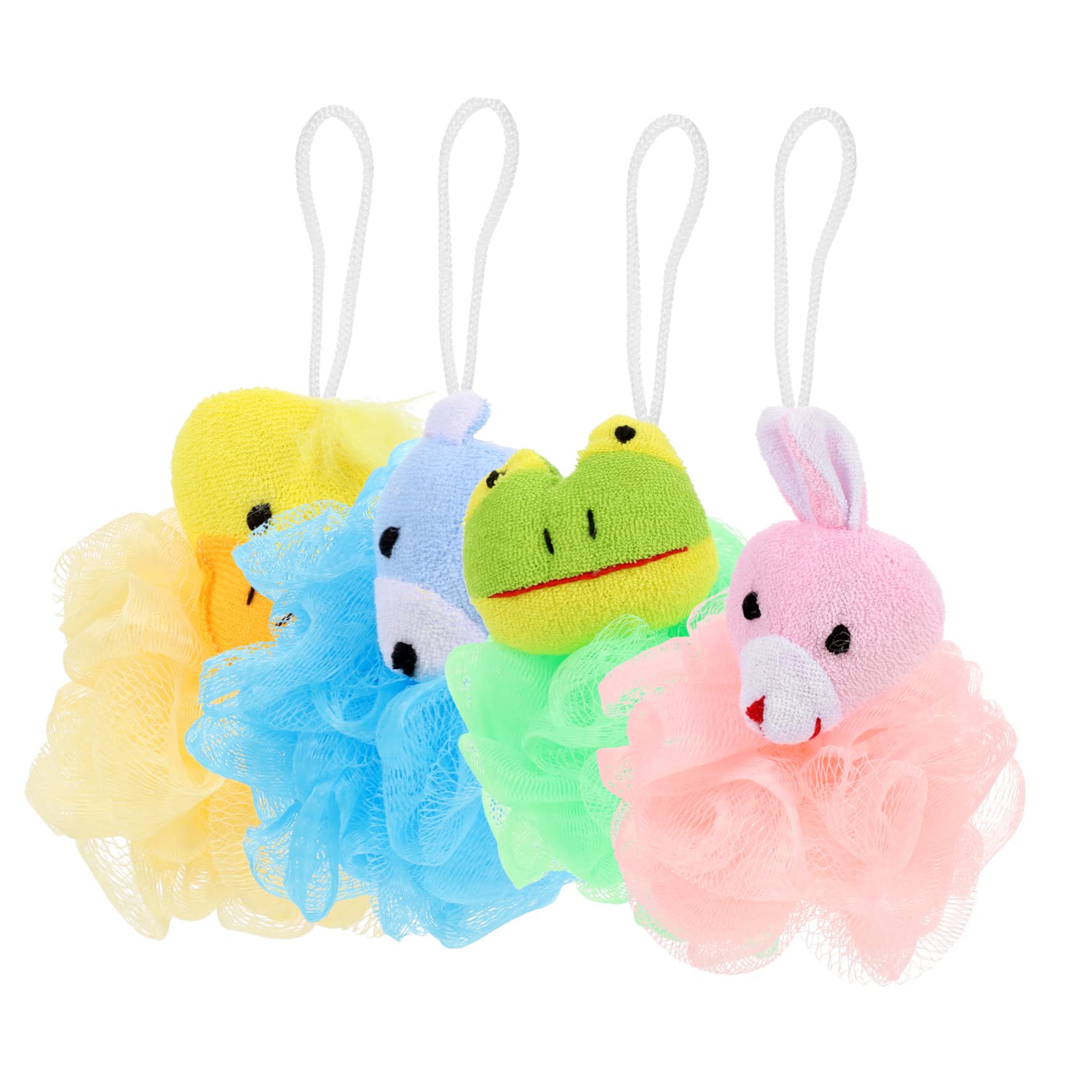 FRCOLOR 3 Set Di Spugne Da Doccia Per Ragazze E Set Di Spugne Da Bagno A Forma Di Luffa Esfoliante Per Bambini 4 Pezzi*3