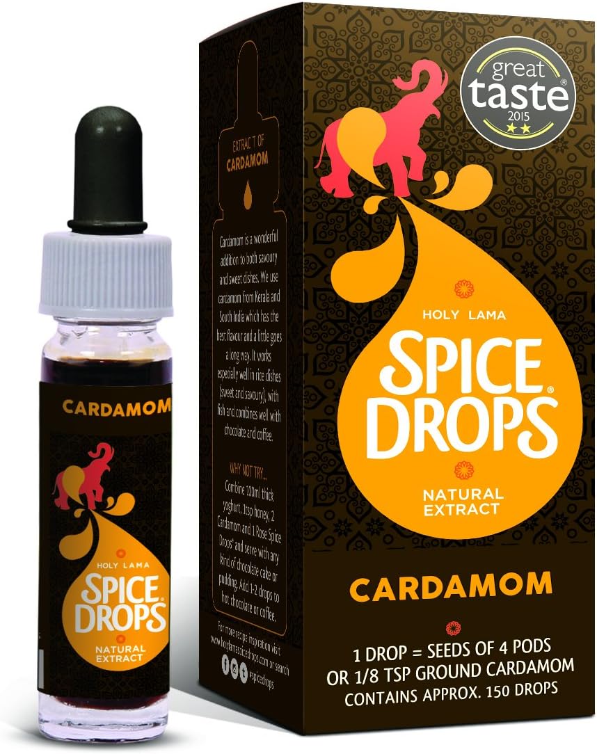Holy Lama Spice Drops Cardamom Extract 5ml (150 Drops), Natural Flavouring for Baking, Coffee, Desserts & Drinks, Alternative to Ground Cardamom Pods, Vegan, Gluten-Free, No Artificial Additives