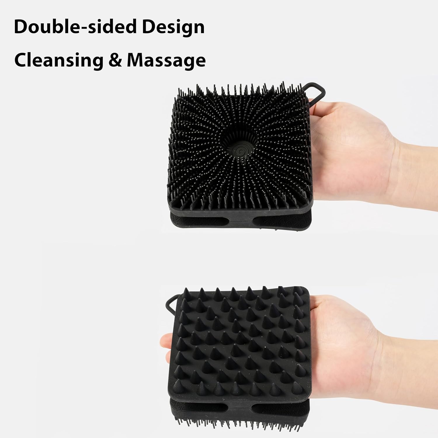 2 PC Silicone Exfoliating Body Scrubber, Silicone Body Shampoo Brush, Soft Silicone Loofah for Sensitive Skin, Shower Silicone Hair Scalp Massager, Easy to Clean, Lather Well(Black&Green) - Image 4