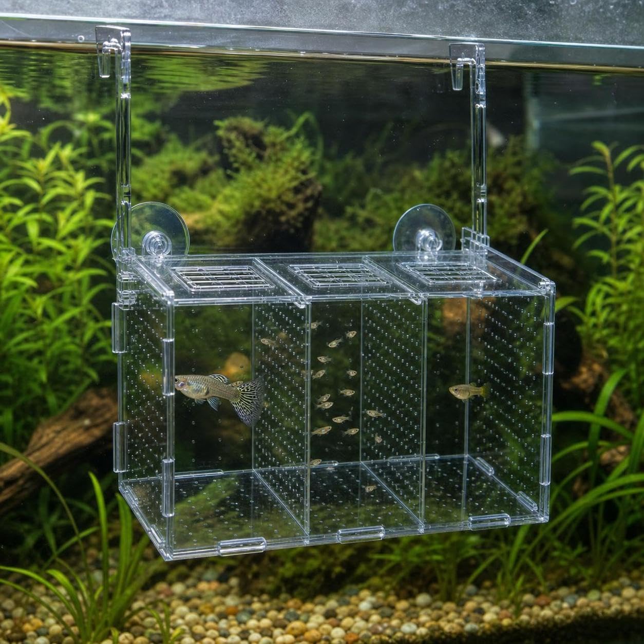 Caja Cría Peces Aislamiento Ventosa, 40x15x20cm | ción con ventosa, aislamiento y separación, ial peces jóvenes, para cría, para Crías, para Agua