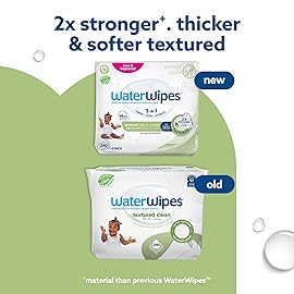 WaterWipes Sensitive+ Baby & Toddler Wipes, 3-In-1 Cleans, Cares, Protects, 99.9% Water, Textured Clean, Unscented & Hypoallergenic, 240 Count (4 Packs)