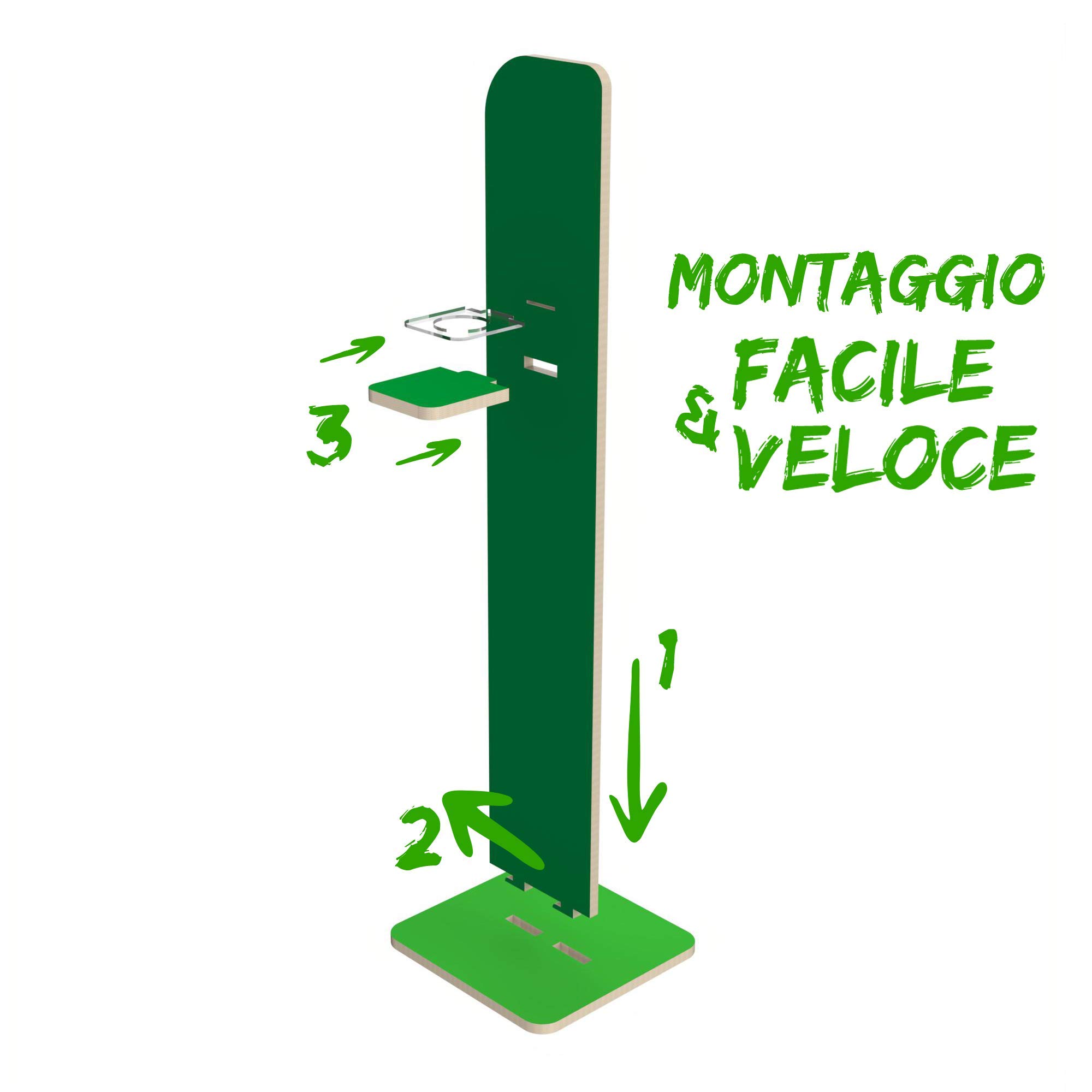 TOTEM Porta Dispenser | Piantana Per Gel Igienizzante | Formato 25x140 Cm | Materiale Legno Mdf 19 Mm | TEMA BAR | Resistente | Made In Italy