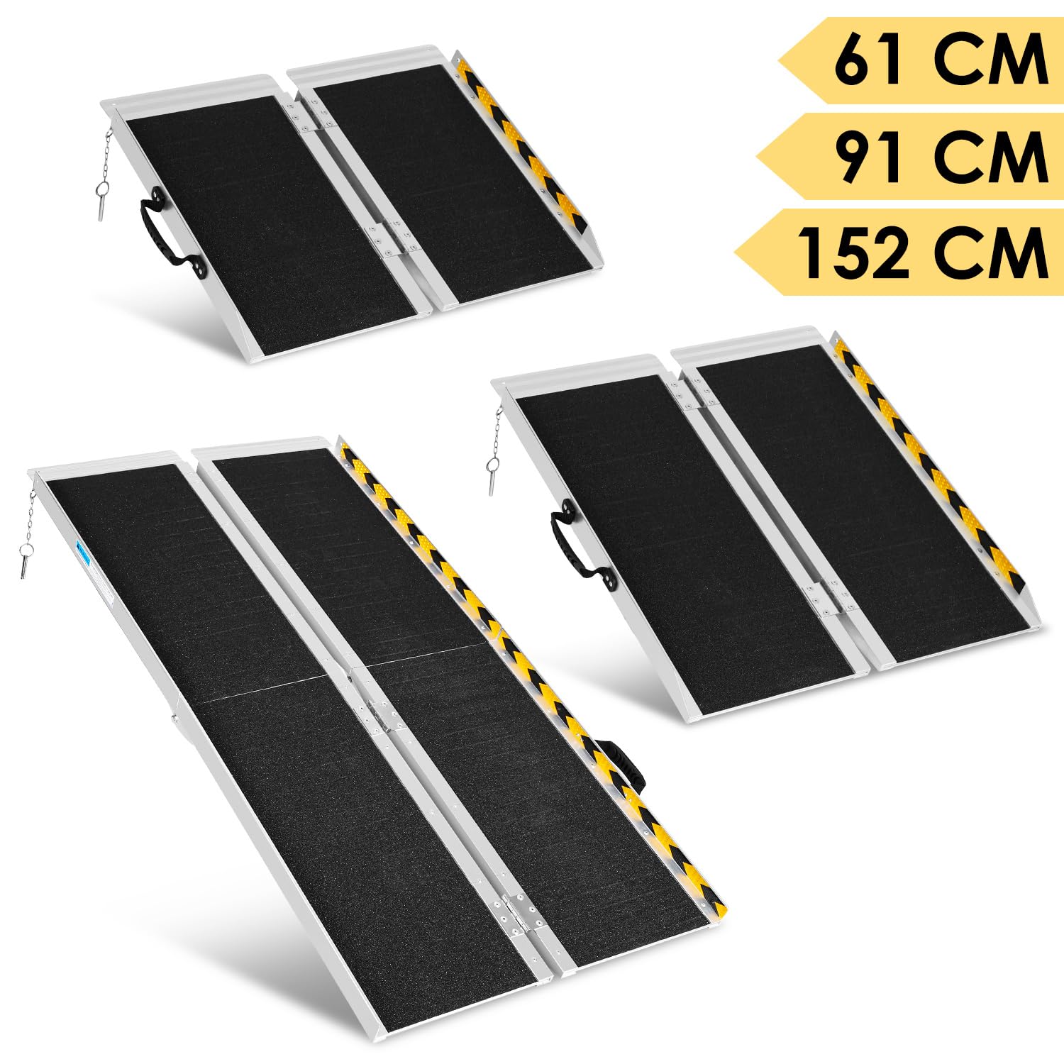 Rampa dla wózków inwalidzkich, 91 x 73 cm, składana rampa aluminiowa do 270 kg, antypoślizgowa rampa najazdowa do wózka inwalidzkiego, chodzika, stopni i progów drzwiowych