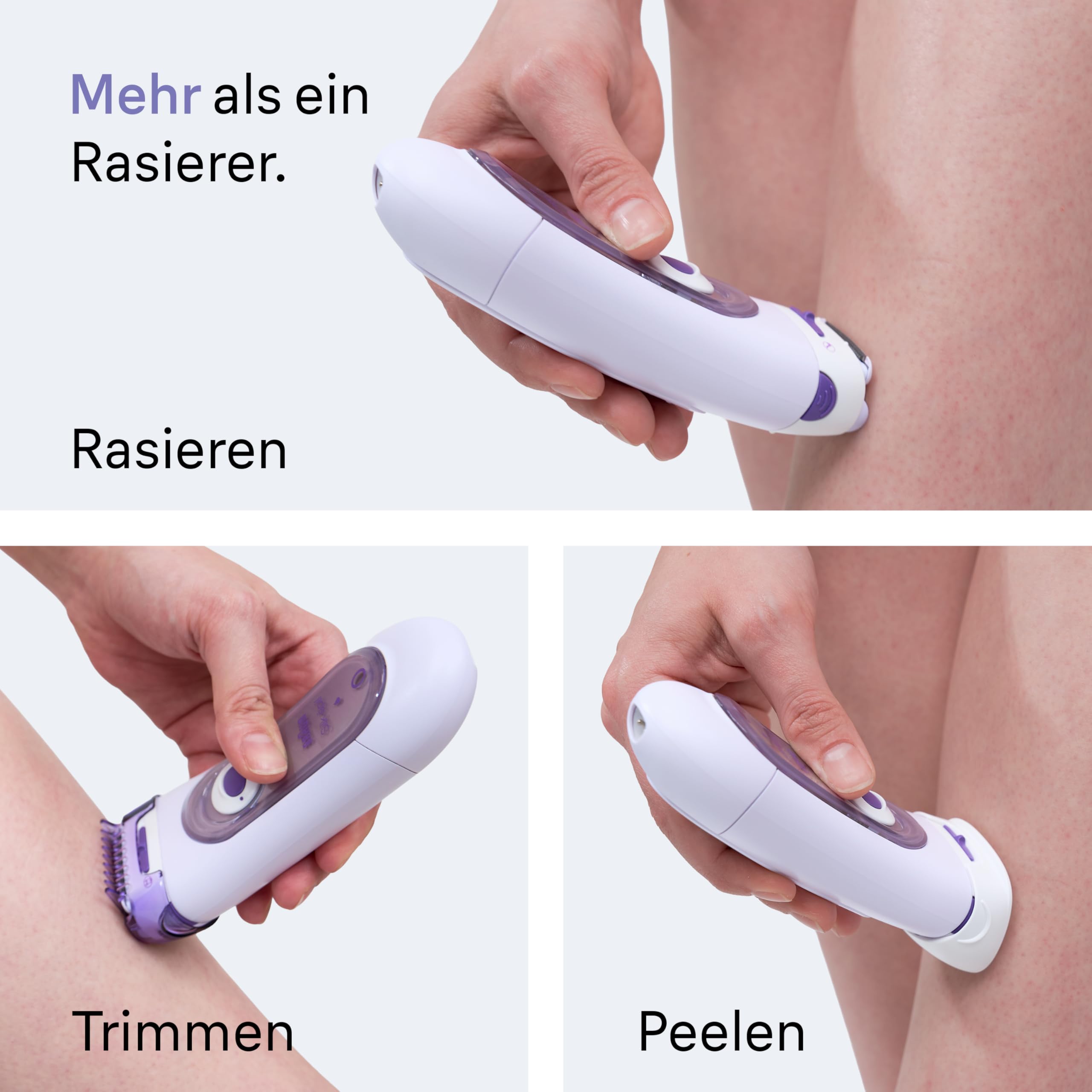 Braun Silk-epil 5-560 3-In-1 Kabelloser Elektrischer Rasierer, Trimmer- und Peeling-System, lila