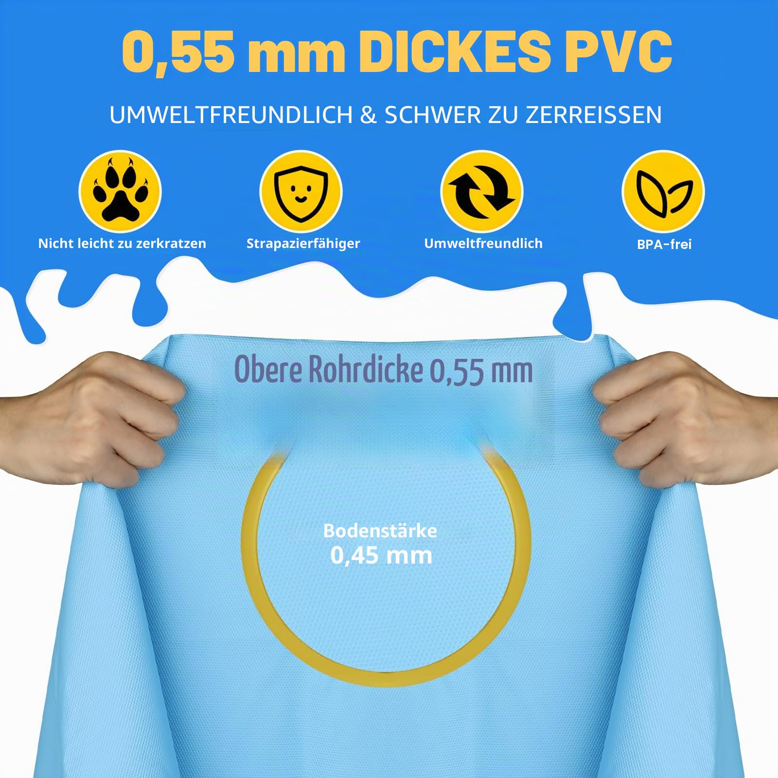 CACSPS 190,5 cm rutschfestes Spritzpad für Kinder und Hunde, verdickter Sprinkler-Pool, Sommer, Outdoor-Wasserspielzeug, extra großes Hinterhof-Planschbecken für Kinder, Jungen und Mädchen oder