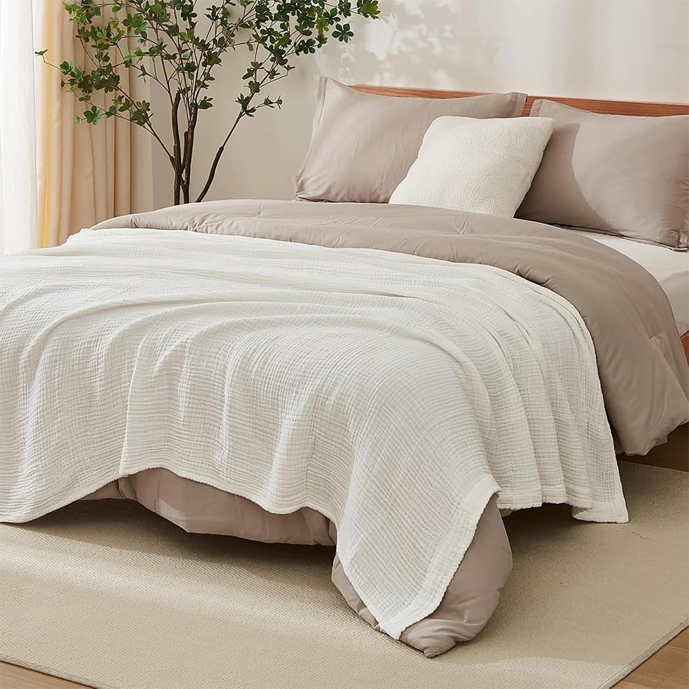 Musselin Decke, Premium Muslin Blanket 150 x 200 cm, 100% Cotton Musselin Decke Erwachsene, Soft Lightweight Summer Blanket, Sofa Throw, Couch Blankets,All Seasons (Dunkelgrün, 150 * 200CM)