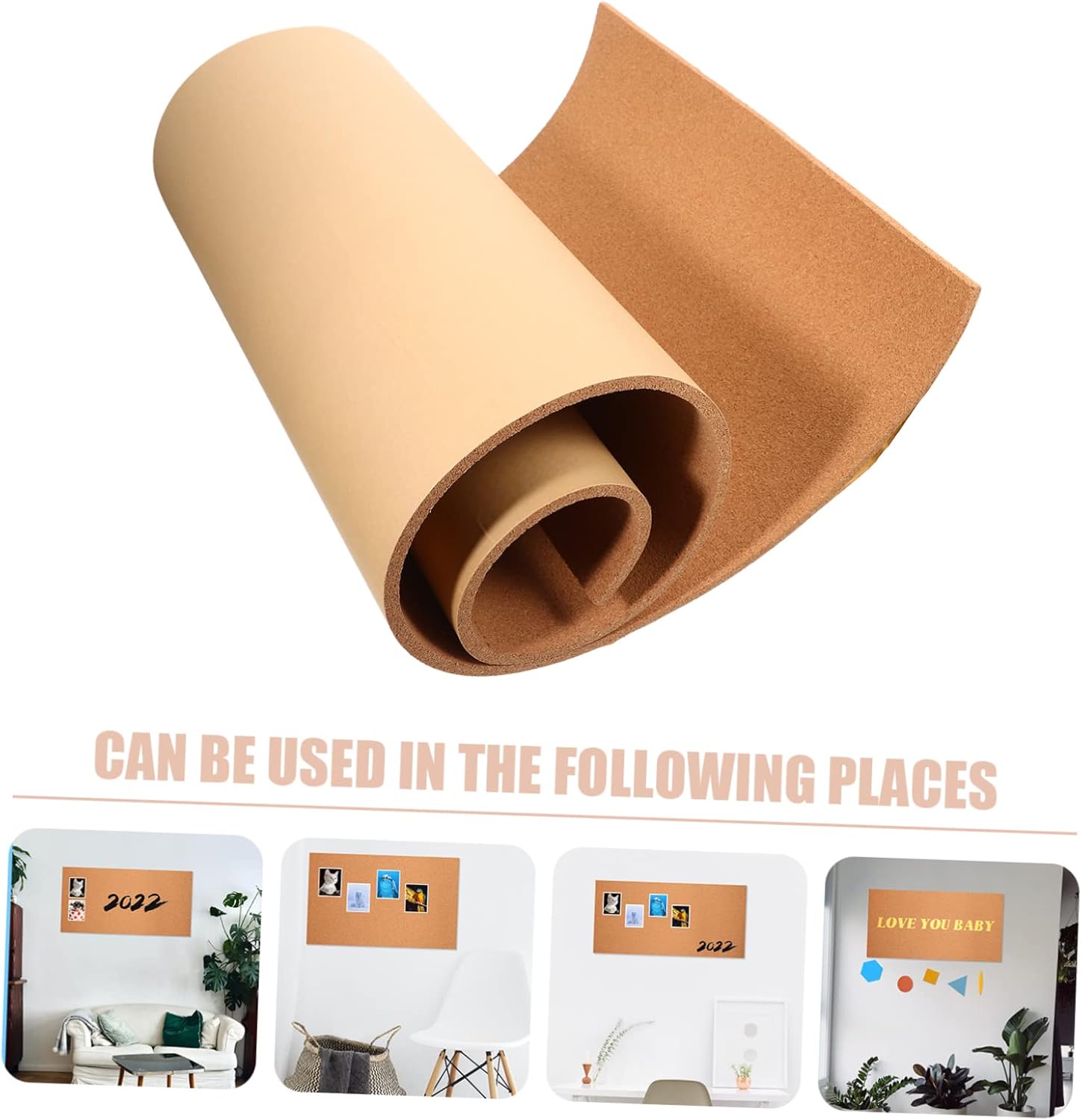 DOITOOL Cork Memo Board Rectangle 17x23 inch Self-Adhesive Photo Wall Message Board for Home Office Decor