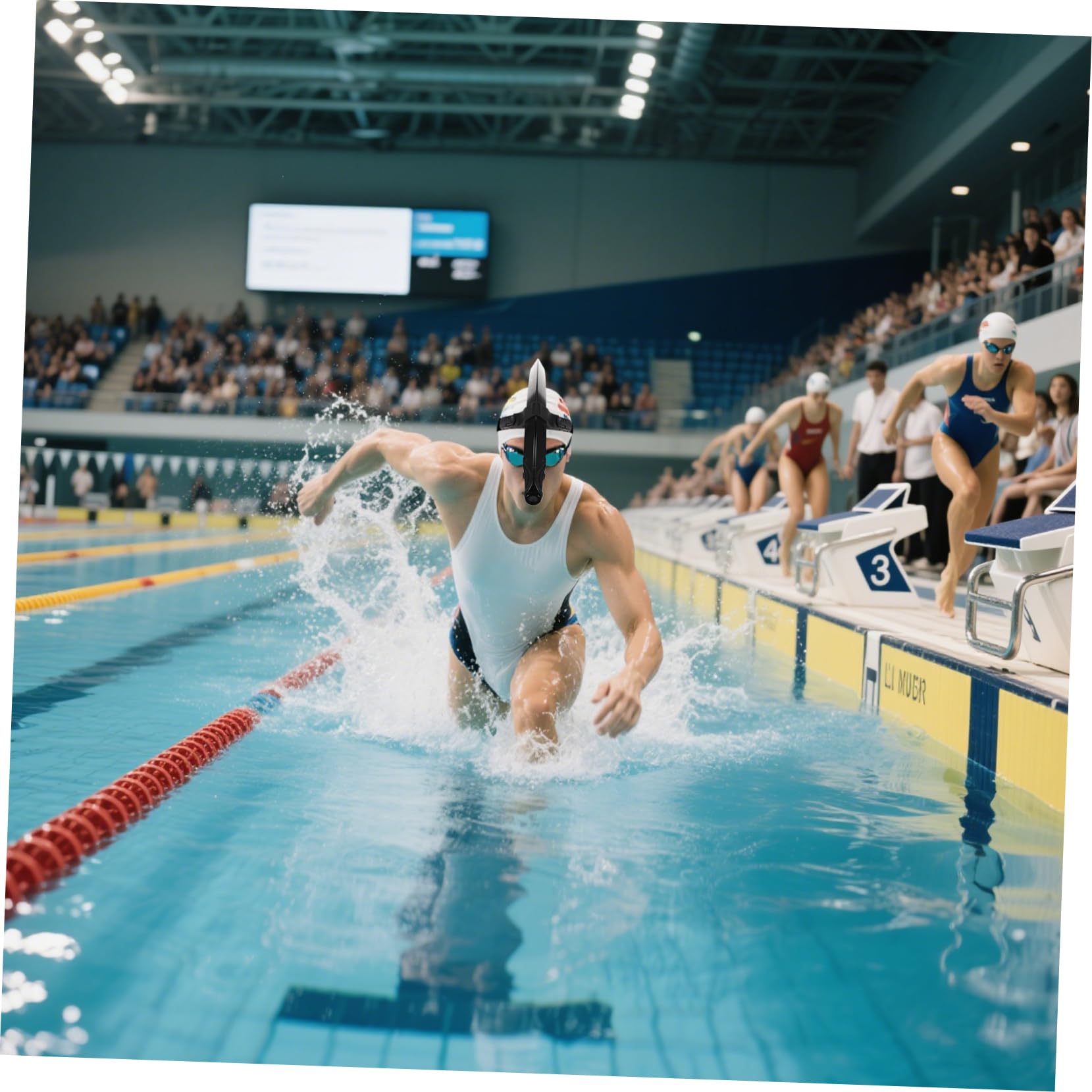 Didiseaon Snorkel de Natación Válvula Unidireccional, Estructura Semiseca, Boquilla de Silicona Central, Correa Ajustable para Entrenamiento en Piscina y Aguas Abiertas