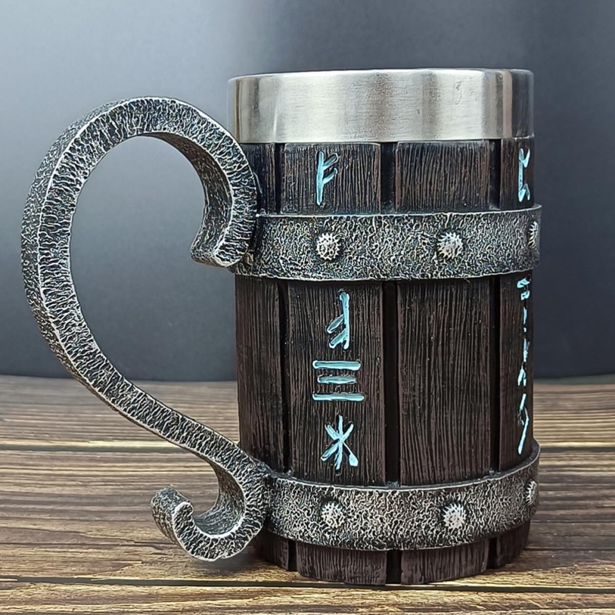 Jarra Vintage de Acero Madera Inoxidable Cerveza y Barril