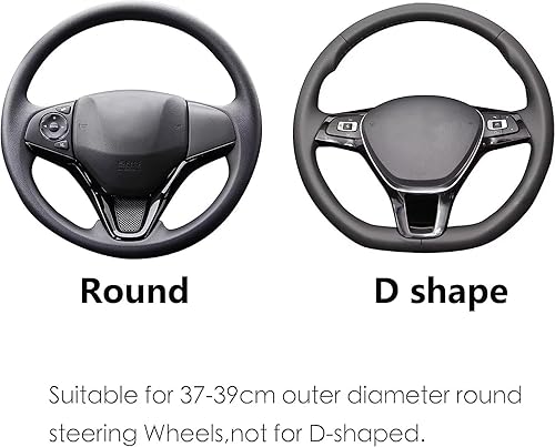 Miniatura 3 de ALEMODR Funda de volante de cuero de fibra de carbono marrón universal de 15 pulgadas