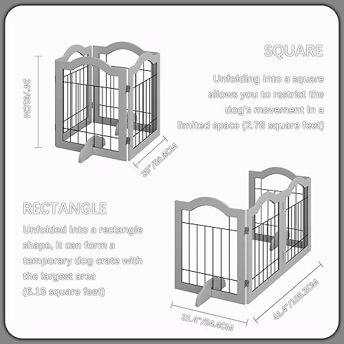 Miniatura 3 de GHQ&ME - Puerta independiente independiente de 80 pulgadas de ancho y 24 pulgadas de alto, sin montaje, puerta plegable de madera para perros, para