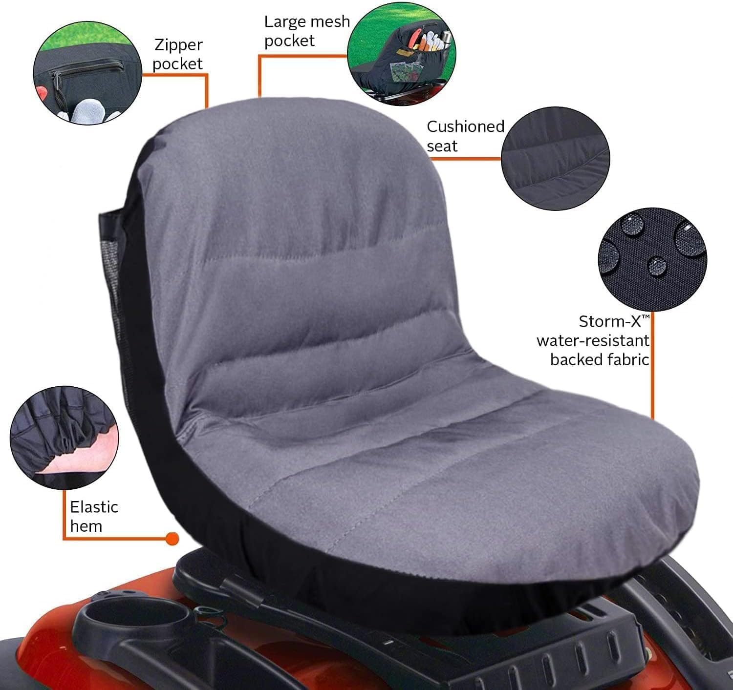 Universal Riding Lawn Mower Seat Cover, Compatible with John Deere, Craftsman, Cub Cadet, Kubota, Waterproof Seat Cover Fits Tractor seat backrests 12.5" - 14" H Without armrests 2 Pack