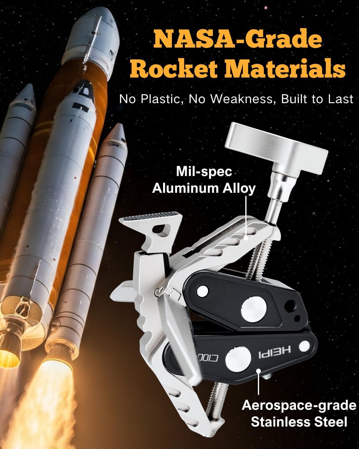 HEIPI Super Clamp Phone Camera Mount Holder 2-in-1 Clamp & Stand Design with 360°Rotation Long Magic Arm with Phone Clip Mount Adapter Holder Max Clamping 3.93 inch