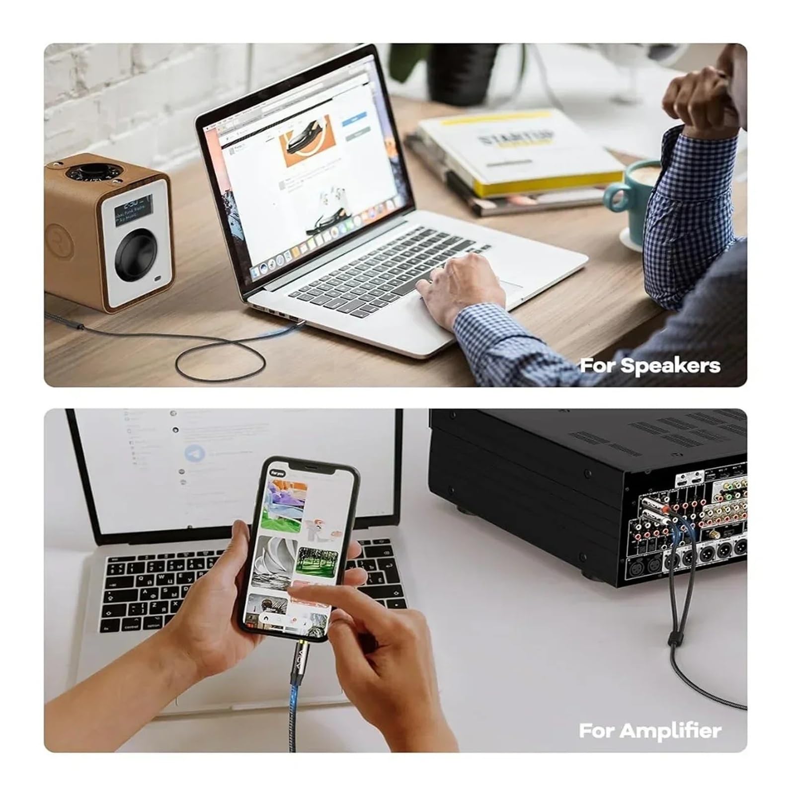 Cavo Audio Stereo Schermato Da RCA A 3,5 Mm (maschio Da 3,5 Mm A Maschio 2RCA) Funziona Con Smartphone/tablet/altoparlanti/home Theater(Pack of 3,5m)