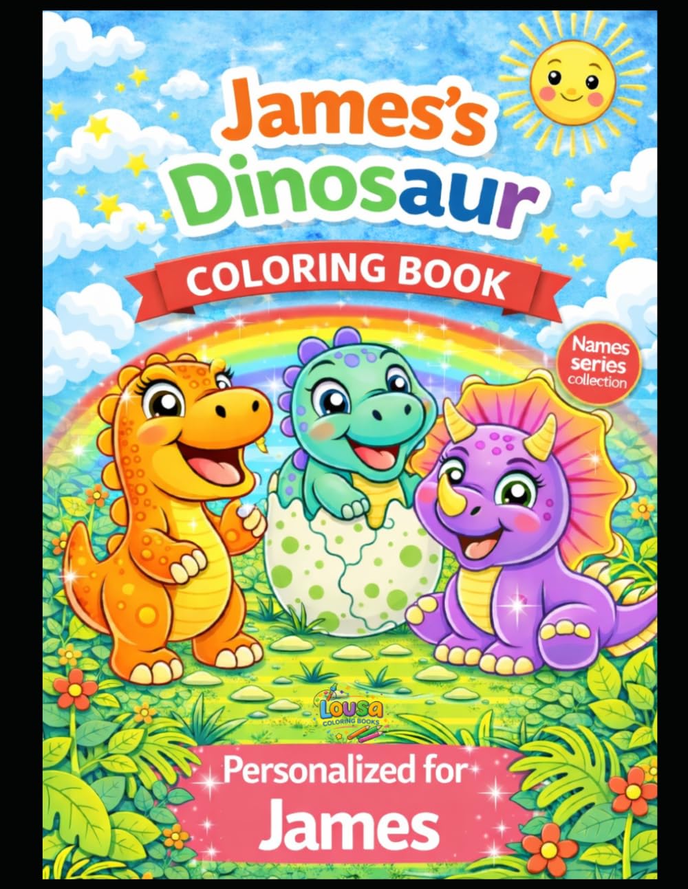 James’s Dinosaur Coloring Book: A Personalized Coloring Book with Cute Dinosaurs: A Personalized Dinosaur Coloring Adventure for Kids – Featuring James in Every Page (Names Series Colletion)