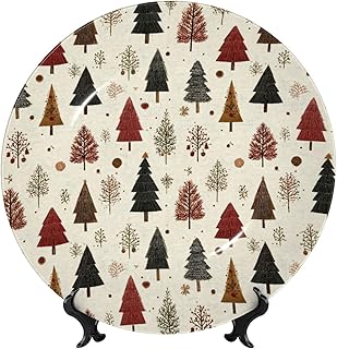 Kuilepa Cowboy Christmas Trees (2) Print Dinner Plate,Decorative Porcelain Dish, 10in For Dining Or Display - Microwave, Oven & Dishwasher Safe