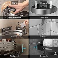Vista 4 de Voldra Corner Shower Caddy Suction Cup, 2 Pack Corner Shower Shelves No Drilling, Aluminum Upgrade Suction Cup Shower Organizer with Towel Bar &