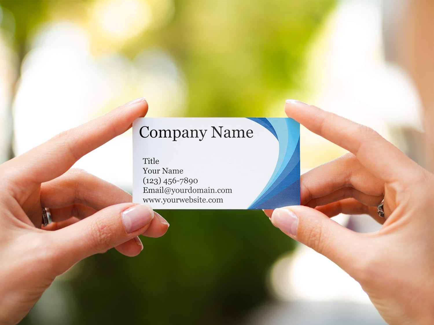 Custom Printed Business Cards - Thick Sturdy Stock 300GSM - 3.5" x 2" - 100% Made in the U.S.A. (Ocean Blue, 100)