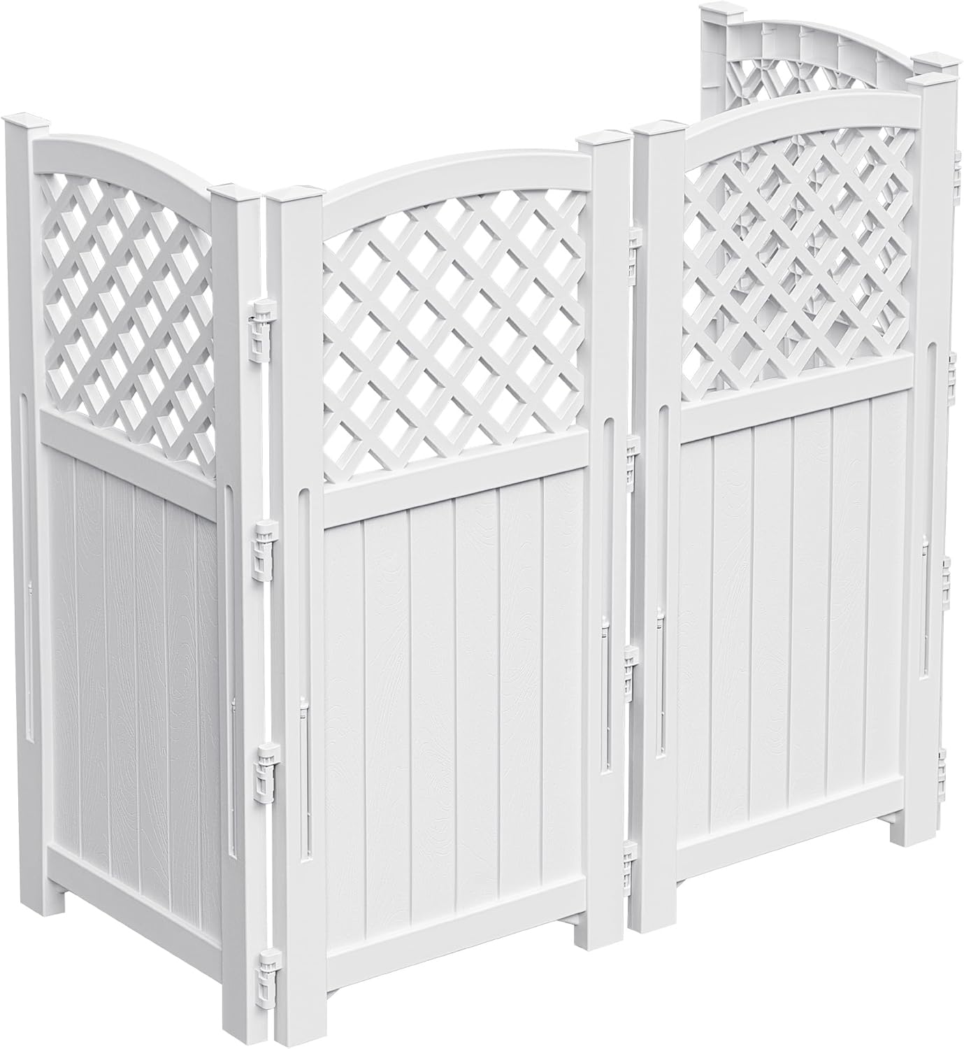 Devoko Outdoor Privacy Fence, 4 Fence Panels Privacy Screen Panels for Outside and Yard, Resin Air Conditioner Lattice Fence for Trash Can (White)
