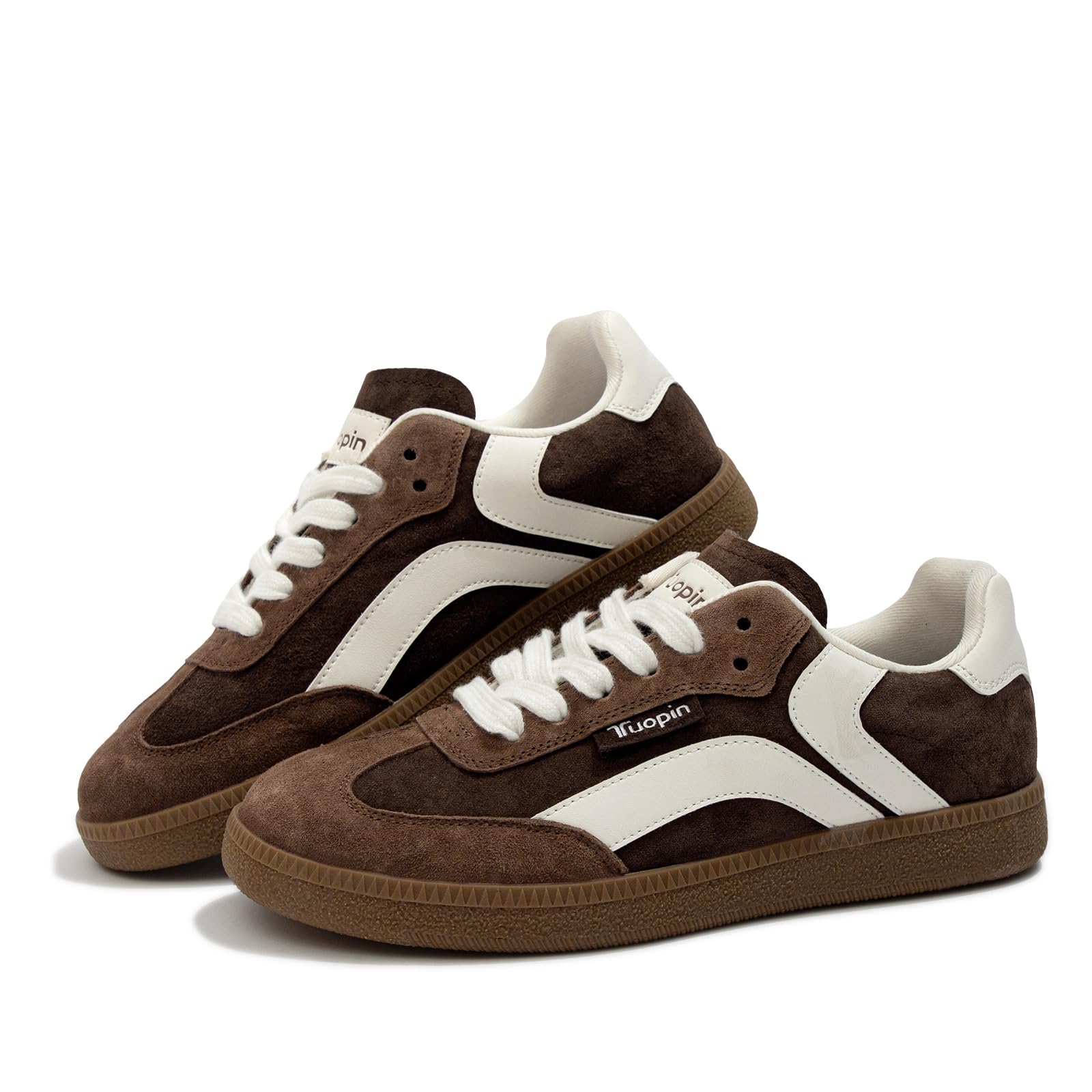 Tuopin Modische Turnschuhe Klassische Sneakers für Damen mit Gummisohle Echtes Leder