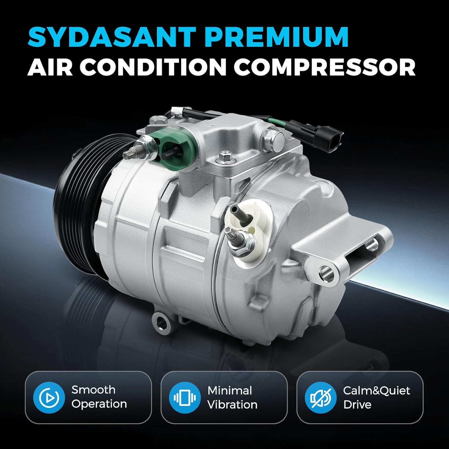 AC Compressor for 3.5L Ford Explorer 2011-2015, Police Interceptor Utility 2013-2015 3.7L, A/C Air Conditioner, BB5Z19703A, 98332, CO-9777C, with Clutch