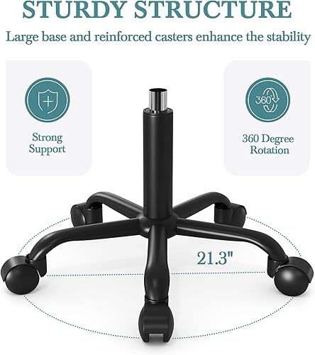 Miniatura 5 de HOOMIC Taburete giratorio para salón de belleza, taburete de dibujo, taburete de spa de masaje con cuero sintético acolchado en negro..