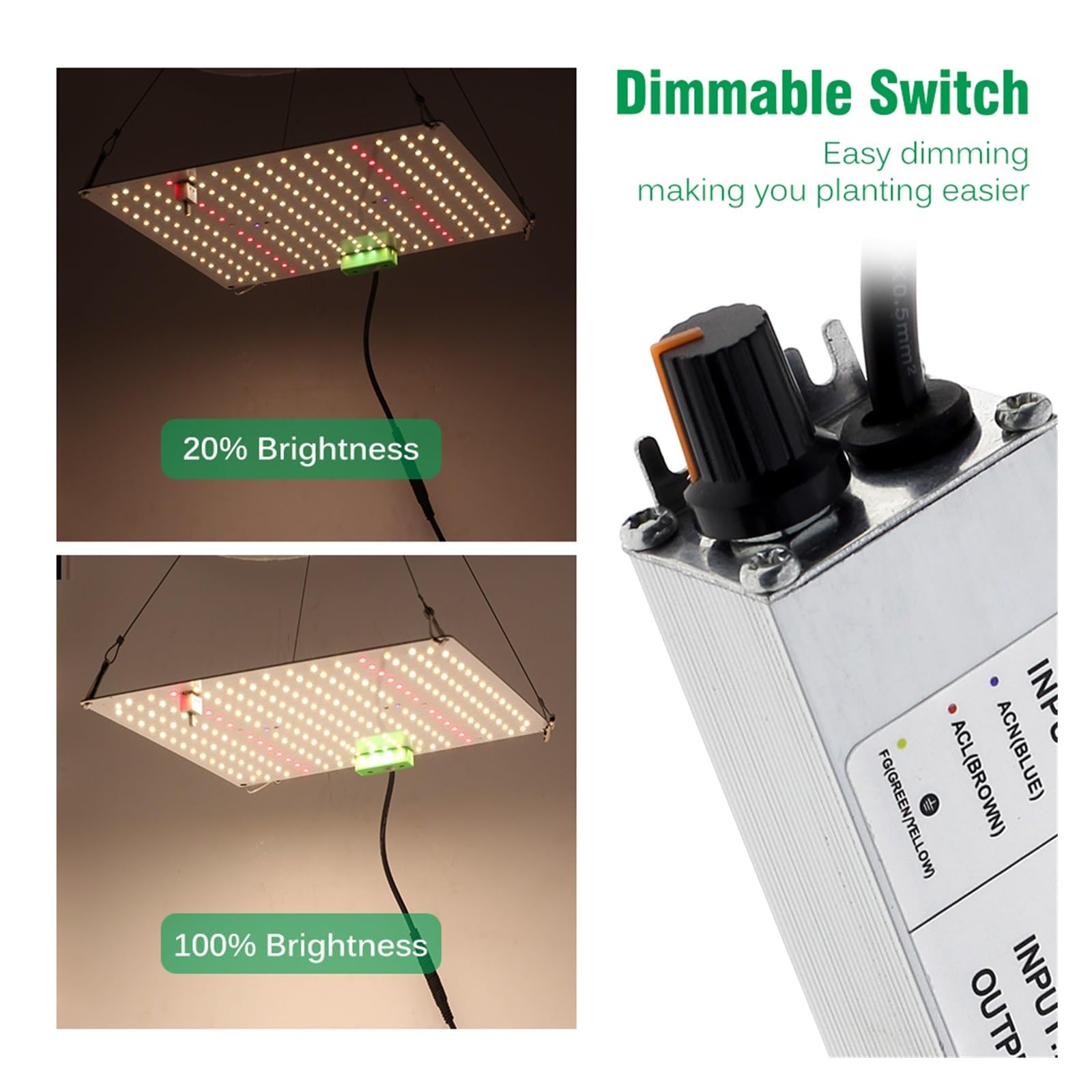 Luces de Cultivo, 65W LM281B Full Spectrum LED Grow Light Lámpara de crecimiento regulable for plantas de interior Flor(Dimmable)