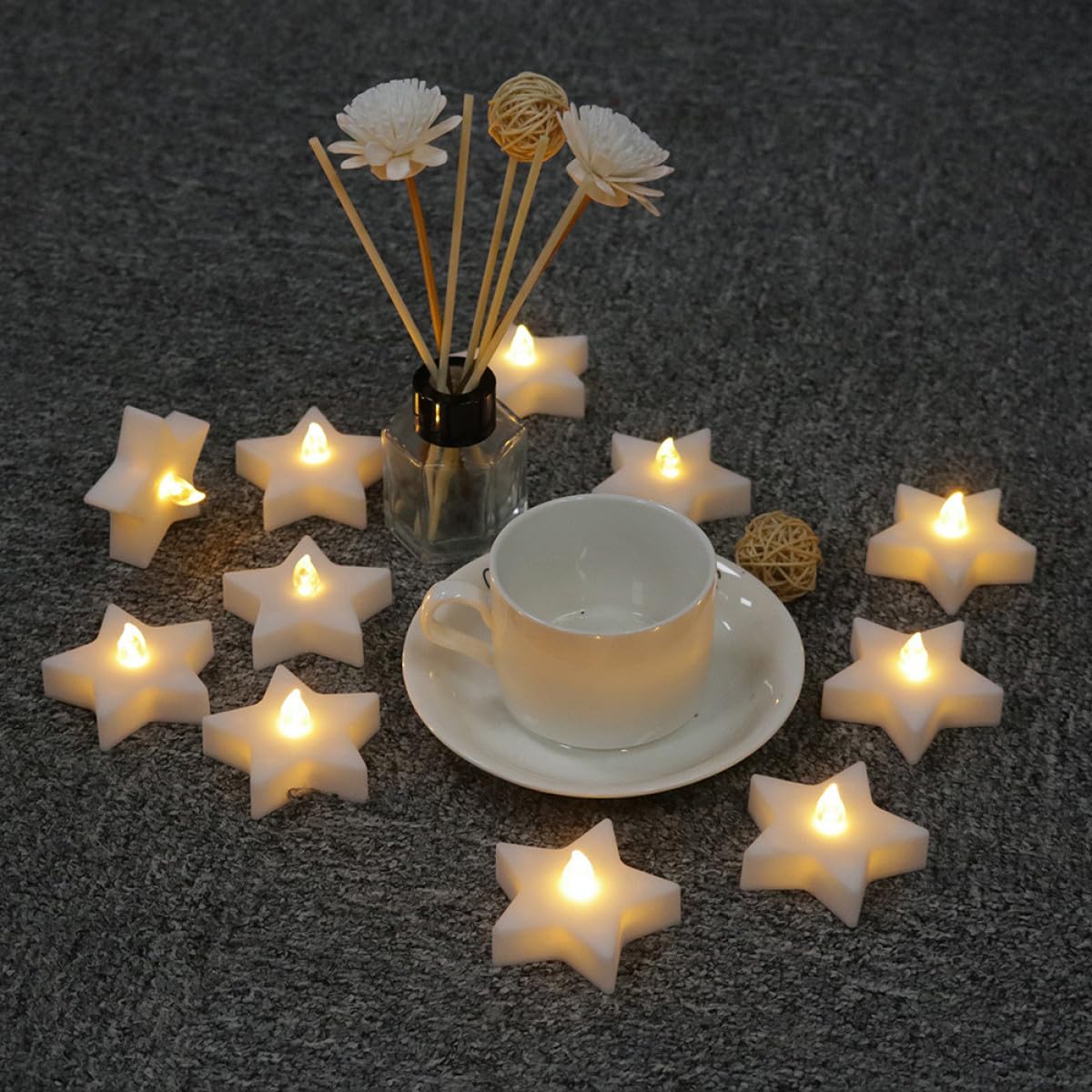 Baluue LED Kerzenlampe Stern, Flammenlos, Sicher, Geruchlos, Geschenkideen
