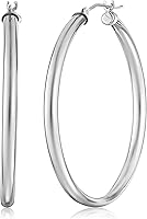 Vista 1 de Sterling Silver Round Snuggable Huggie Hoop Earrings