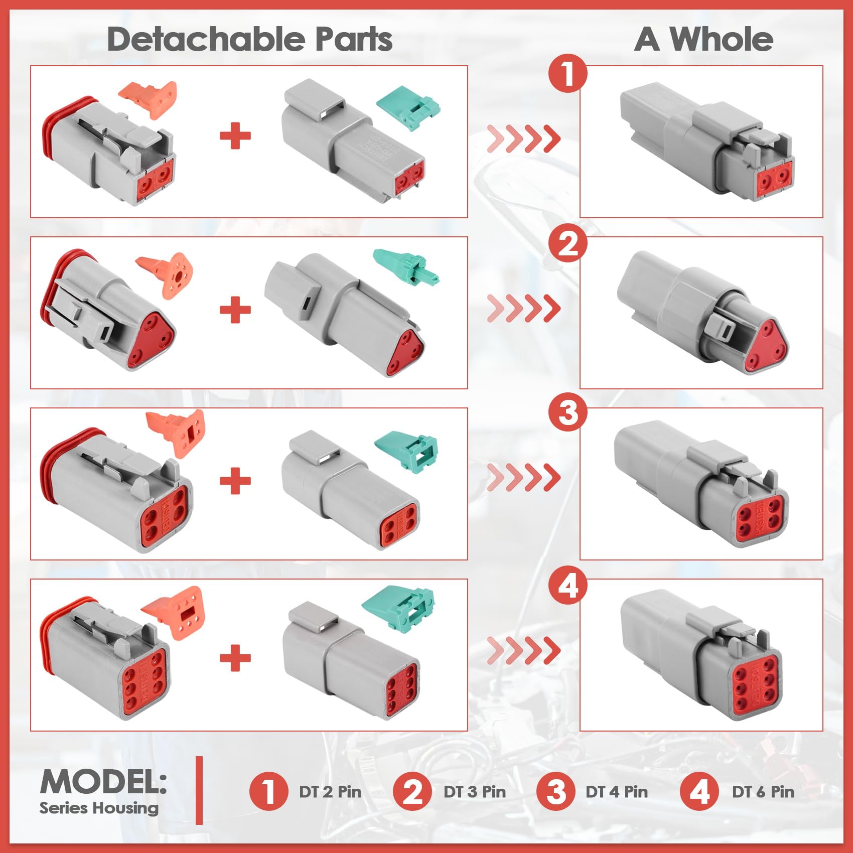 DT06-2/3/4 / 6S DT04-2/3/4 / 6S DT04-2 / ​3/4 / 6P connettore Auto con Scatola portapenne
