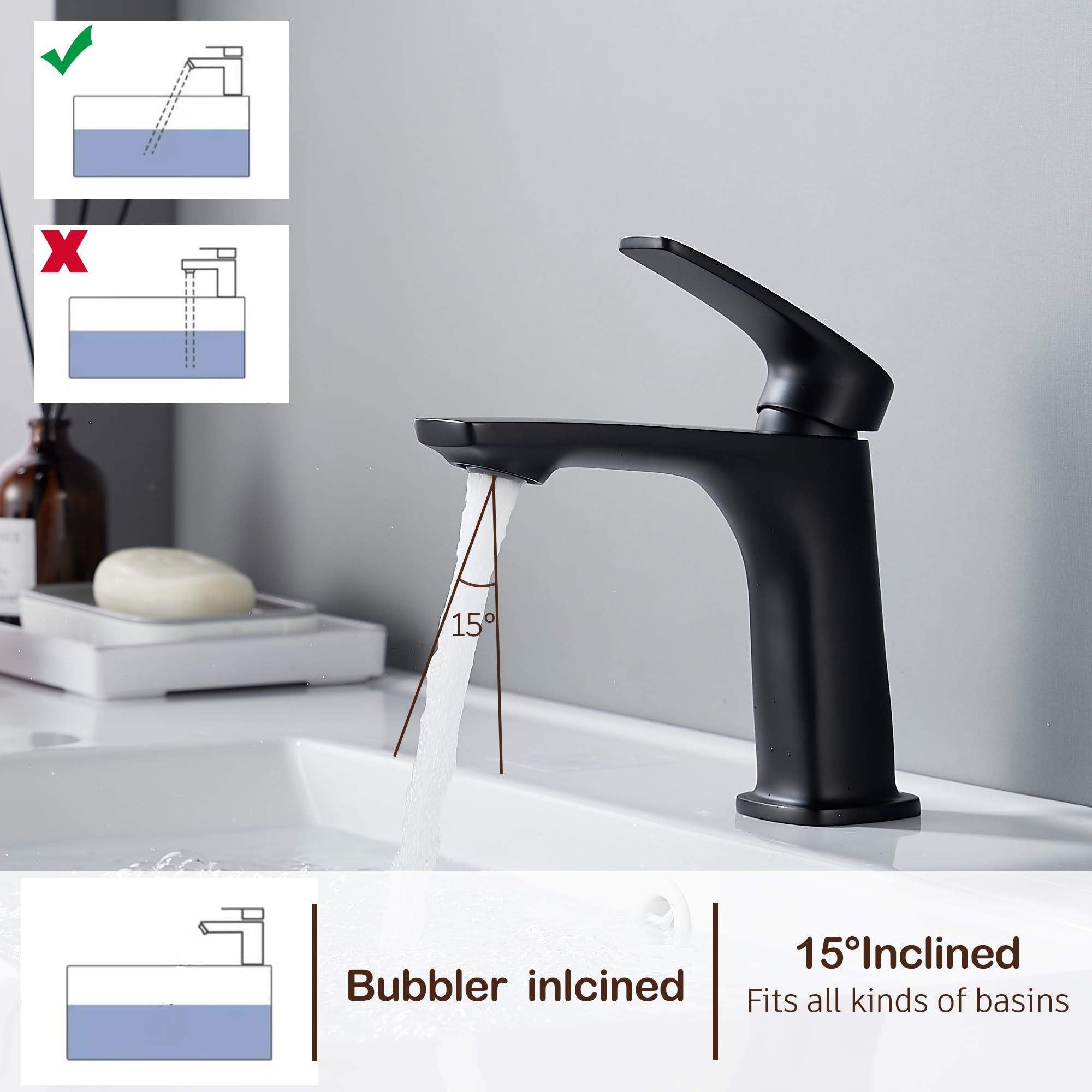 BELZ Bathroom tap, Mixer tap, Curved Sink tap, Integrated Sink Mixer Faucet - Image 4