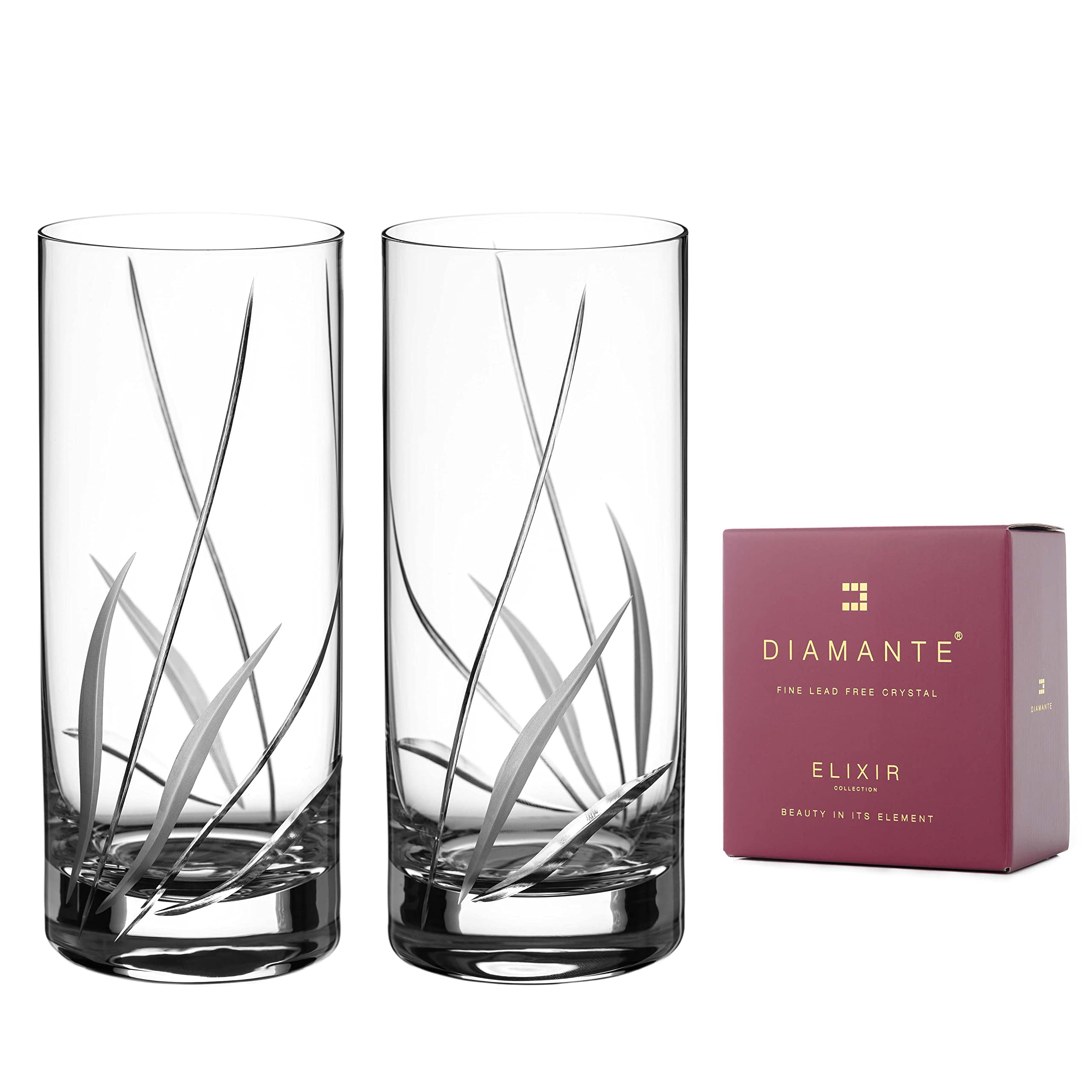 DIAMANTE Copas de cóctel largas o bolas de cristal - Colección Meadow - Caja de regalo de 2