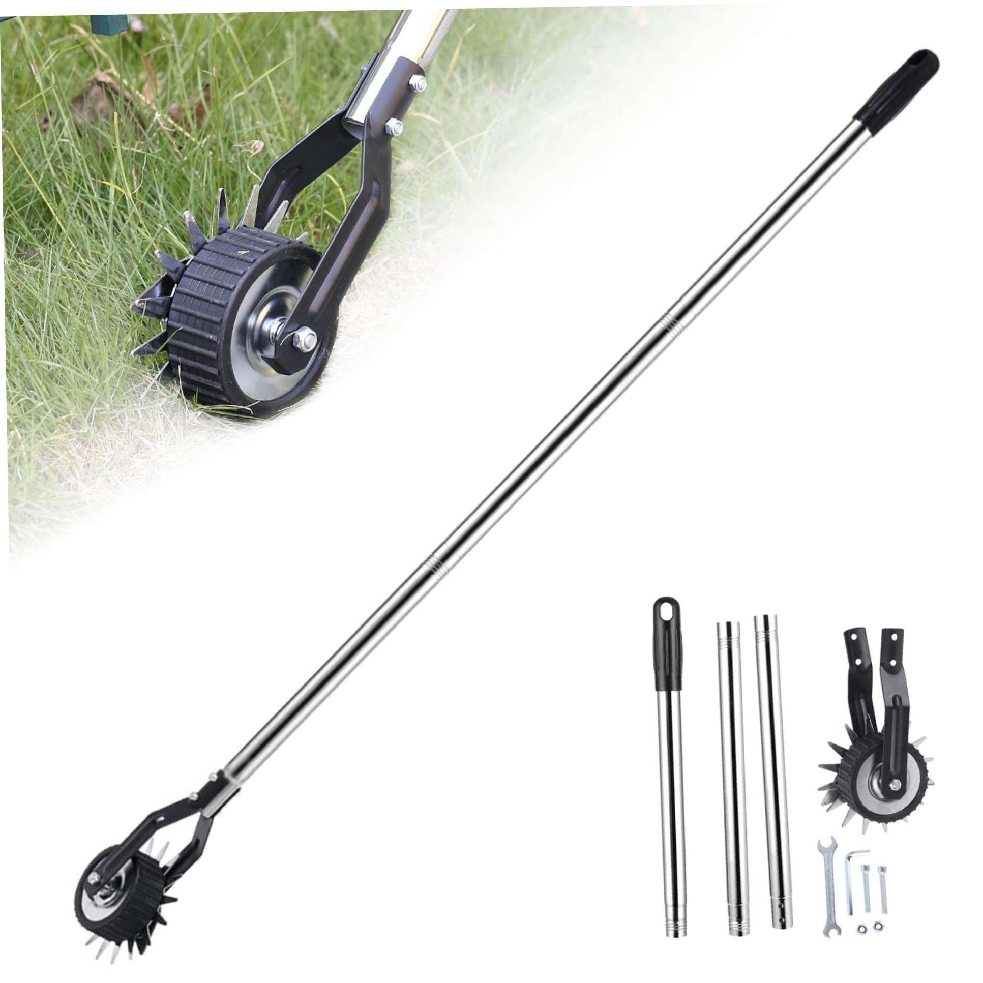 Coupe-bordure manuel de 53.2 pouces en acier avec roue rotative pour trottoir