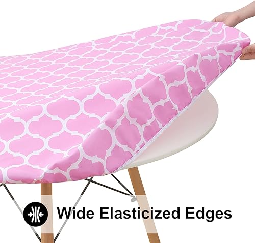 Miniatura 139 de Smiry - Mantel redondo de vinilo ajustable con bordes elásticos y parte trasera de franela, mantel de vinilo impermeable, lavable, diseño enrejado