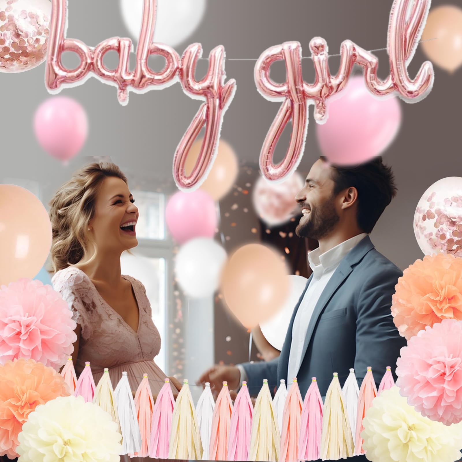 JCitimix 'It’s A Girl' Babyparty-Deko – Komplett Set In Rosa