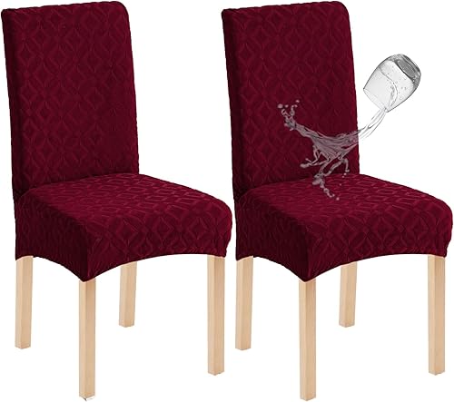 Miniatura 14 de Genina Juego de 4 fundas impermeables para sillas de comedor, extraíbles y lavables, color gris oscuro Gris-oscuro,Beige,Negro,Chocolate,Blanco