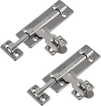 2 Set Heavy Duty Door Sliding Latch Lock with Padlock Hole, 6 Inch Slide Bolt Gate Latch, Thickened Stainless Steel Barrel Bolt for Wooden Fences & Barn Doors