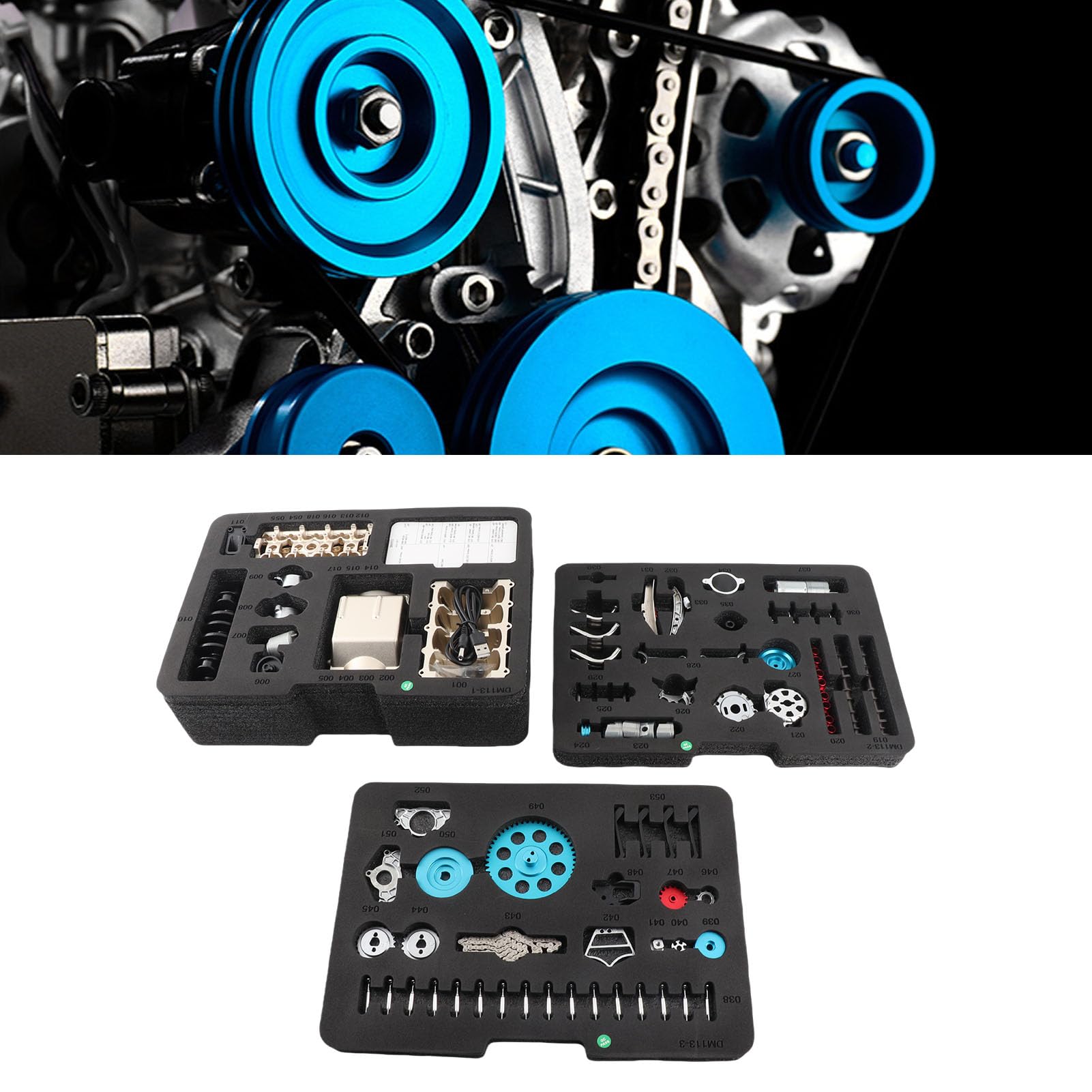 Changor Kit Motore a 4 Cilindri Modello Assemblato Fai-da-te Interamente in Metallo per Giocattoli Meccanici per Auto Lega di Alluminio 158,5 X 182 X 117 Mm